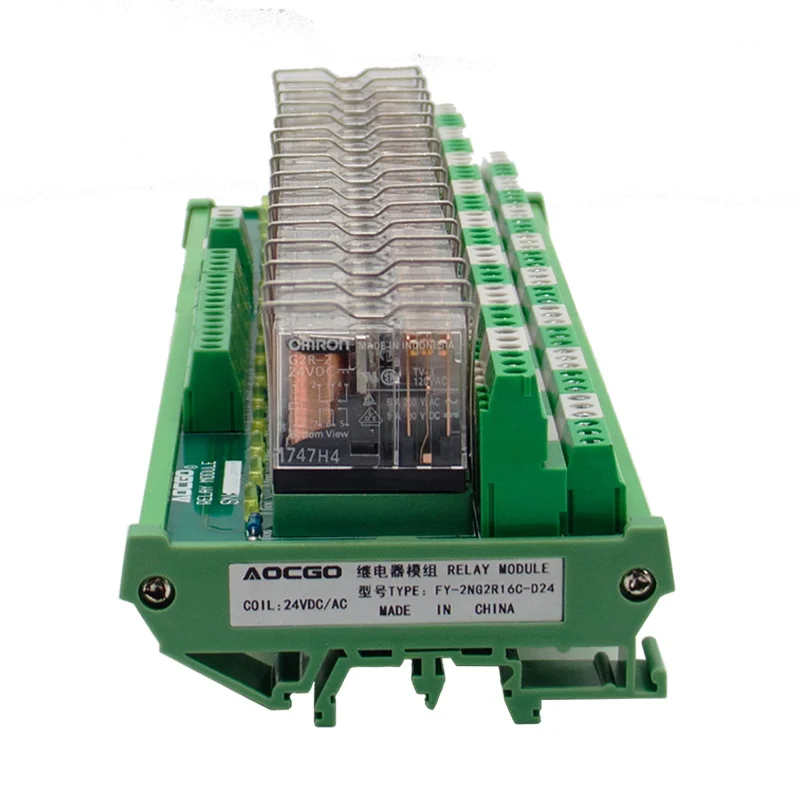 16 Channel OMRON DPDT G2R-2 DIN Rail Mount Interface Relay Module