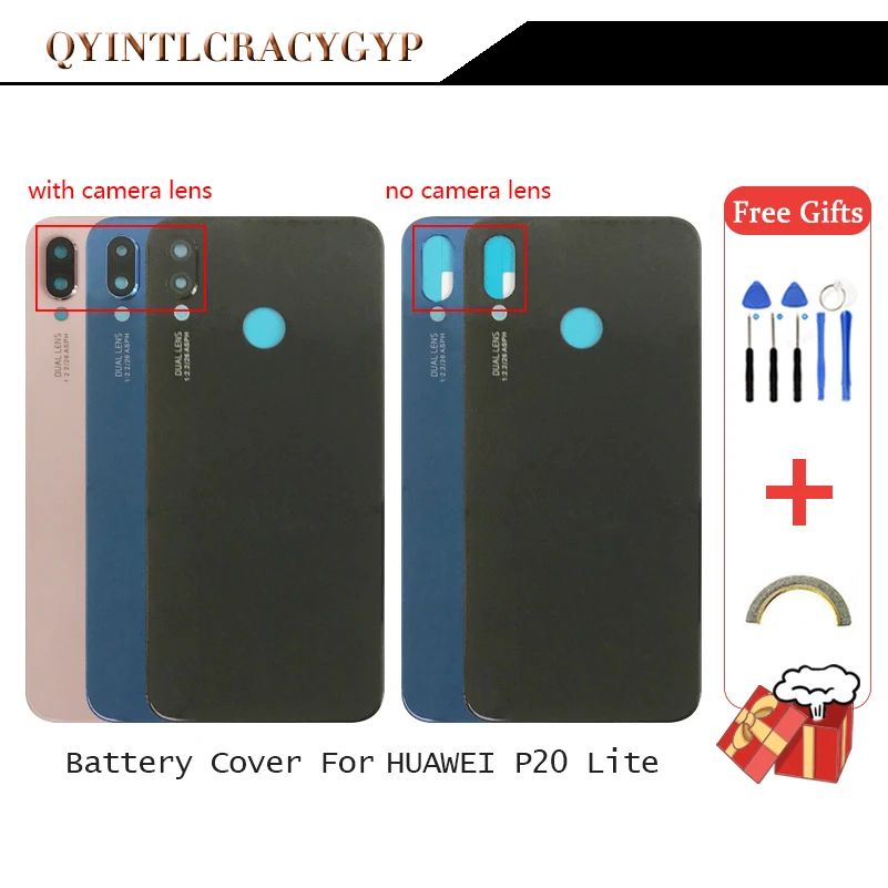 Glass Rear Housing Cover For HUAWEI P20 Lite Back Door Replcement Battery Case Adhesive Sticker Glass Battery Cover