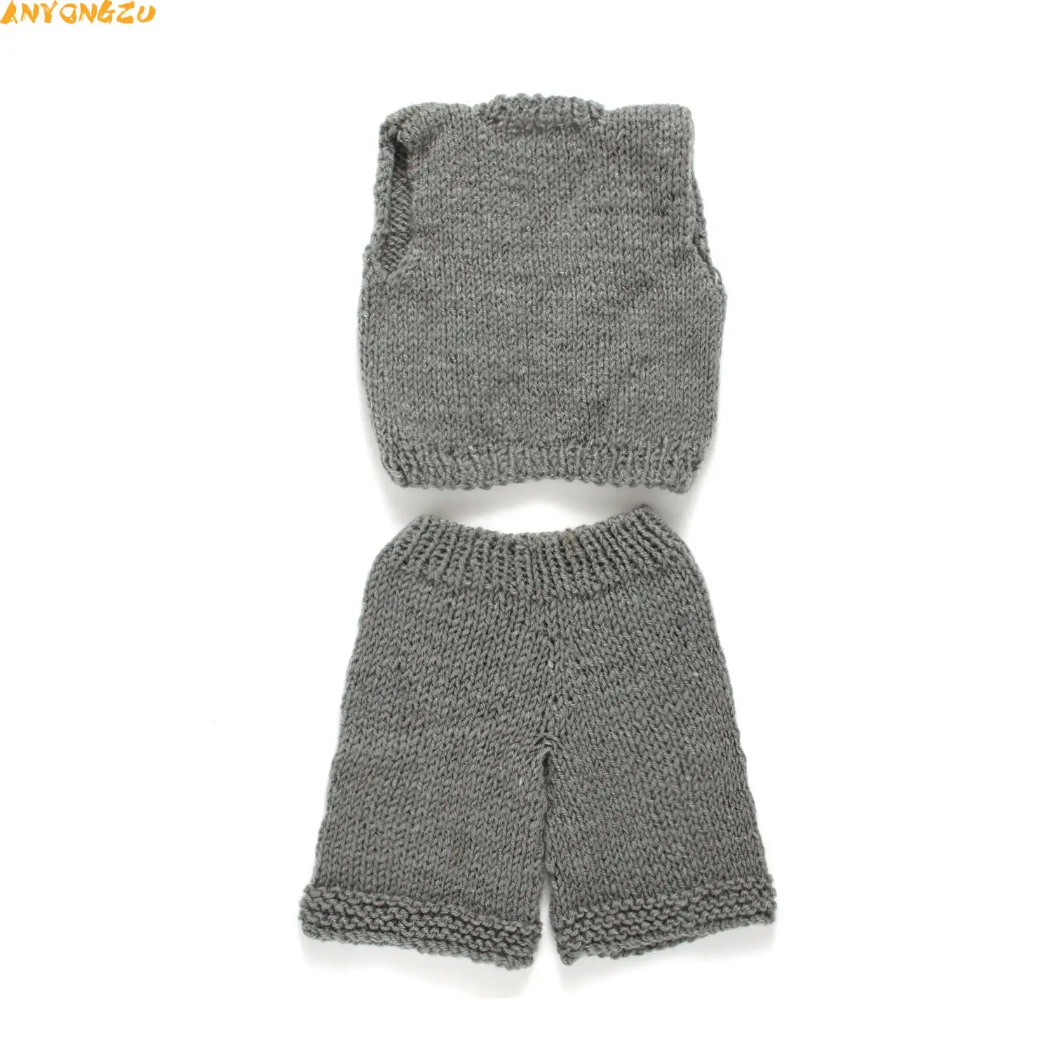 Hand Woven Baby Vest Grey 100 Days All Knitting  Baby Photo Shoot New  Photography  0 to 3 months baby