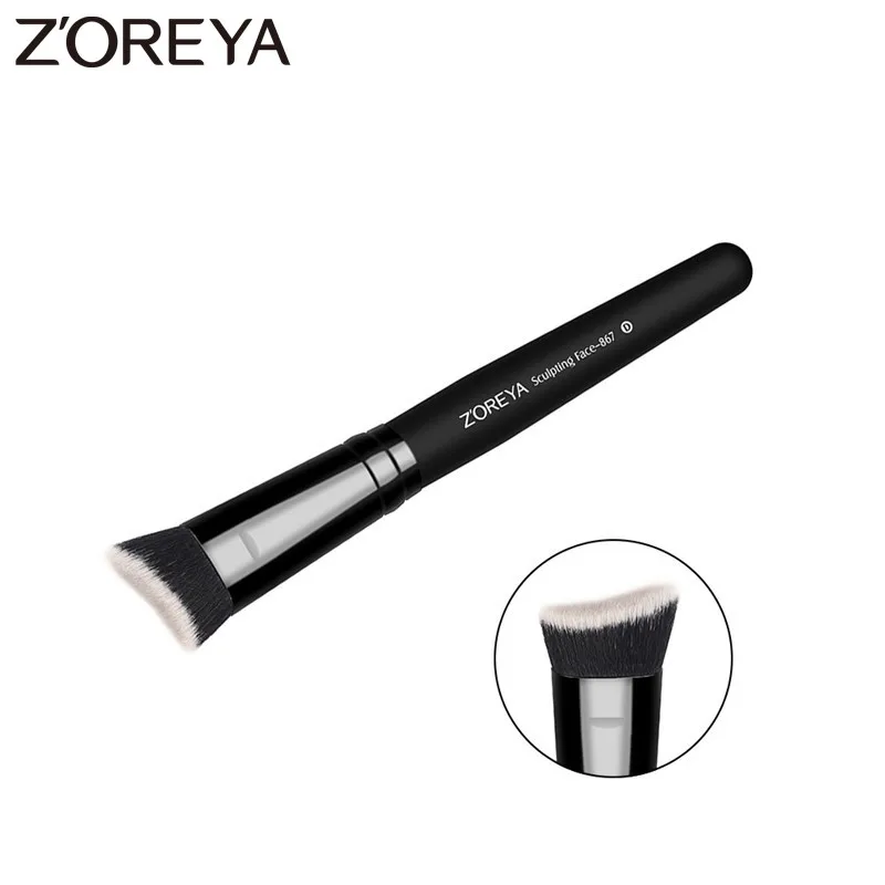 

ZOREYA Brand Large Facial Brush Soft Synthetic Hair Makeup Brush Classic Black Ferrule And Wooden Handles Face Make Up Tools