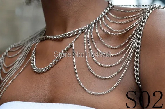 NEW ARRIVALS WOMEN FASHION BODY CHAINS SHOULDER JEWELRY DIFFERENT STYLES SHOULDER CHAINS JEWELRY 3 COLORS