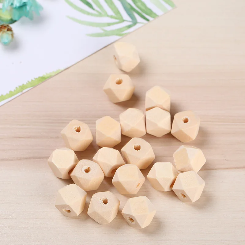 NUBECOM Unfinished Geometric Beads, Loose Spacer Beads for Bracelets, Wood Geometry, Handmade Bracelets, 12mm, 16mm, 20mm, 10Pcs