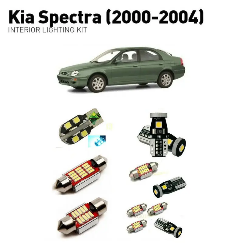 Led interior lights For Kia spectra 2000-2004  6pc Led Lights For Cars lighting kit automotive bulbs Canbus