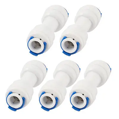 

5 Pcs Plastic 6.7mm to 6.7mm Push in Water Dispenser Quick Adapter