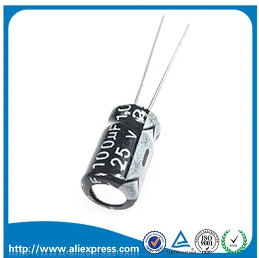 

50PCS 25V 100UF Aluminum Electrolytic Capacitor 25 V / 100 UF Size 6*11MM Electrolytic Capacitor