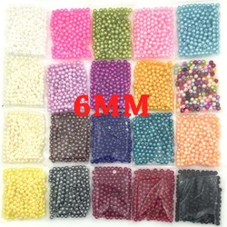 6mm abs perle imitazione perla perline di plastica rotondi per la collana e braccialetto diy fare 100 pz/pacco sedici colori per si