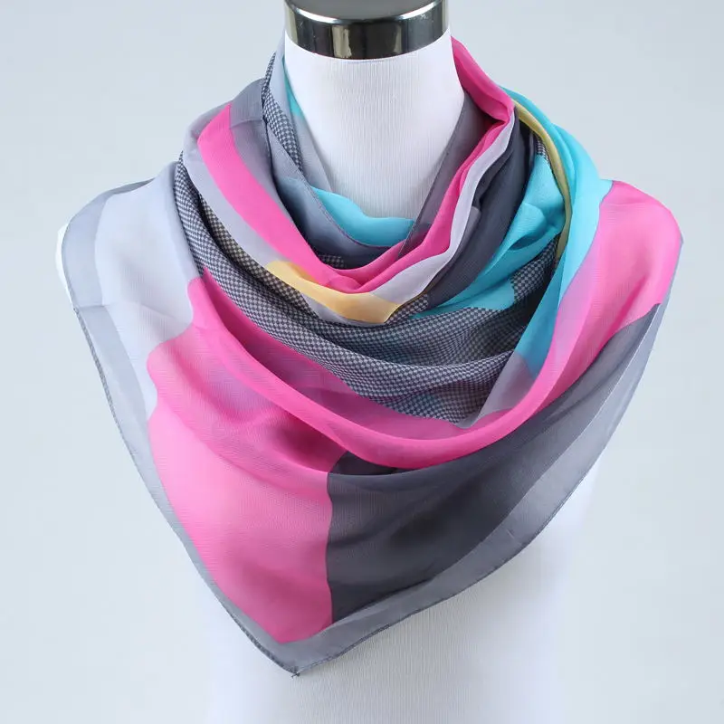 new arrival spring and autumn chiffon women scarf polyester geometric pattern design long soft silk shawl foulard hijab 