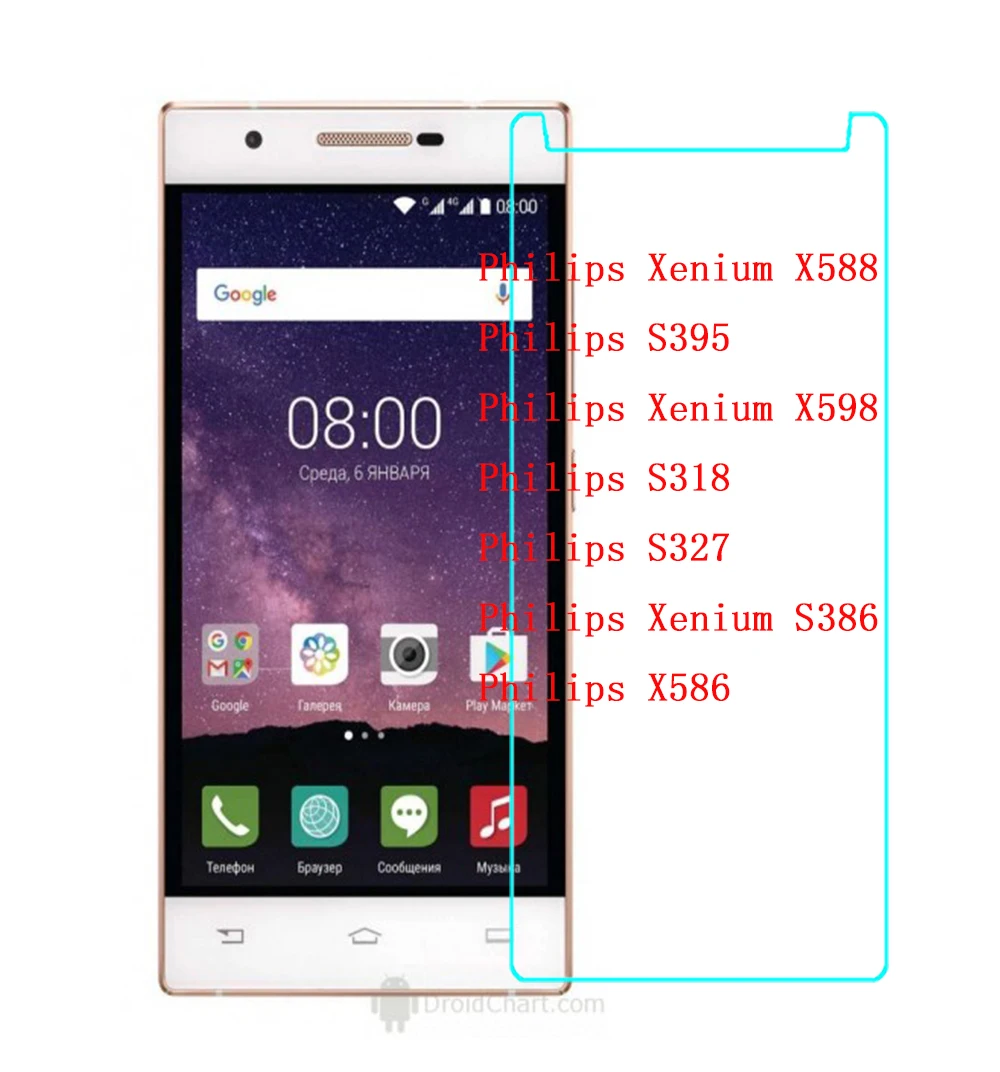 For Philips Xenium X588 X598 S386 Tempered Glass Screen Protector Protective Front Film Case FOR Philips S395 S318 S327 X586