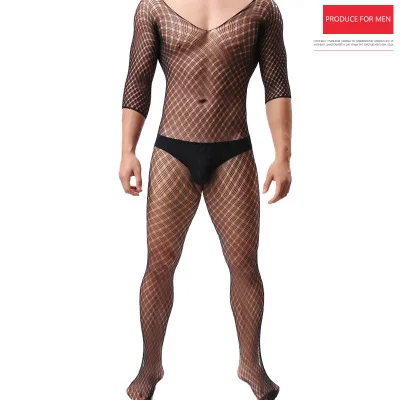 

Men's Socks Cross-linked Transparent Super-thin High Elastic Body Suit Men Tights Male Sexy Full Pantyhose Underwear Men190201