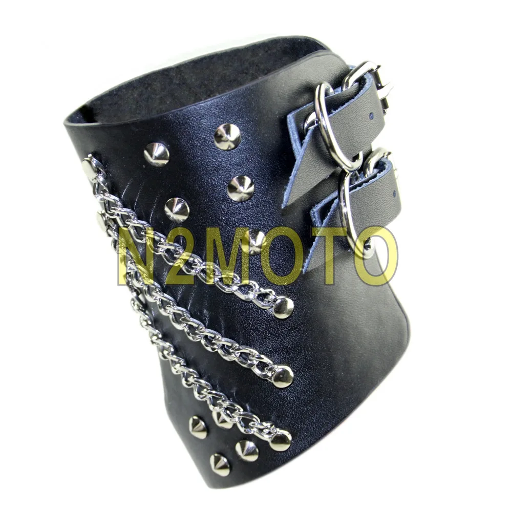 Left Hand Men/Women Biker Black Glove Fingerless Stud Cool Chain Gloves Motorcycle Hand Cuff Protector