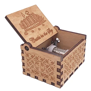 Castle in the Sky Music Box,Mini Size 18 Note Hand Crank Musical Box Carved Wood Musical Gift,Play Castle in the Sky(Laputa)