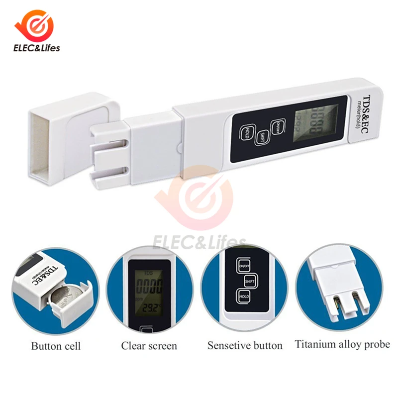 Mini TDS EC Meter Temperature Tester Pen LCD display Digital Water Quality Filter Purity Tester TDS-3 PH Meter