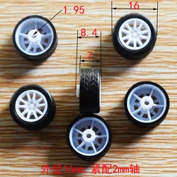 10/100pcs 2x16mm rubber Wheel dron rc car plane robot kids toys for boys diy baby accessories montessori juguetes nero WR162AH