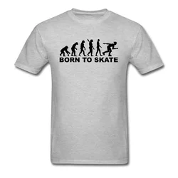 Evolution Inline Skater T Shirt Born To Skate T-shirt Men Grey Tops Oversized Tees Summer Clothing Cotton Fabric Tshirt