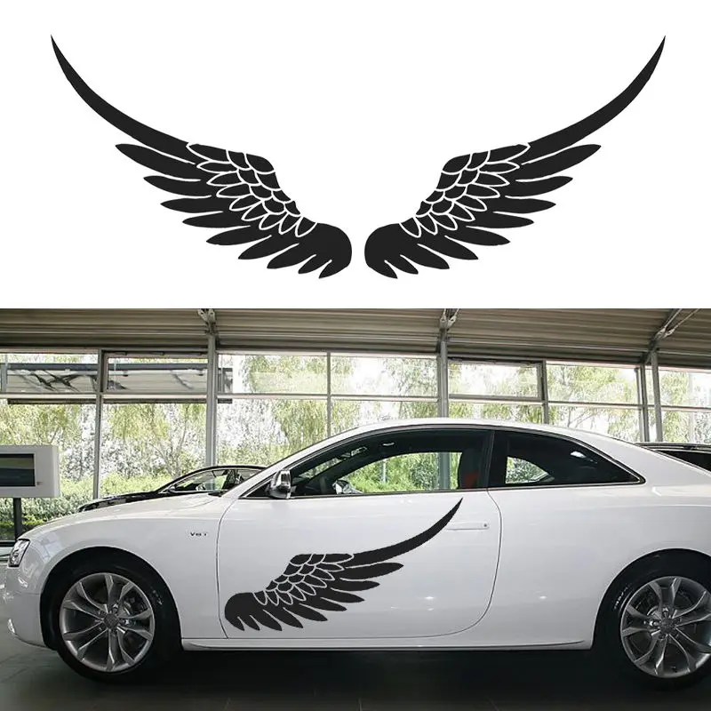 Big Size Car Vinyl Decal Sticker Door Body Stickers Side Decals Angel Wing Birds Feather Black White Wallpaper Mural D922