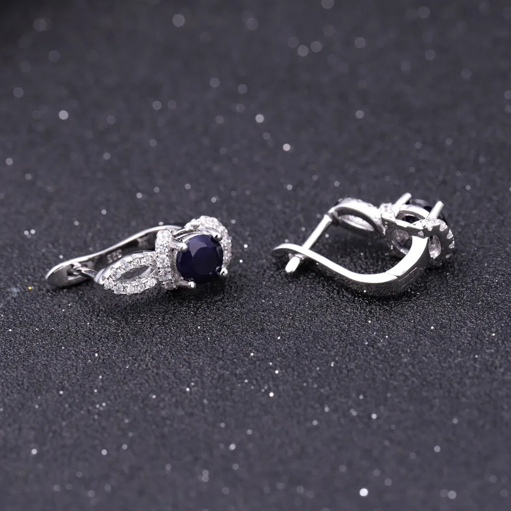 GEM'S BALLET 2.63Ct Natural Blue Sapphire Classic Earrings 925 Sterling Silver Gemstone Stud Earrings for Women Fine Jewelry