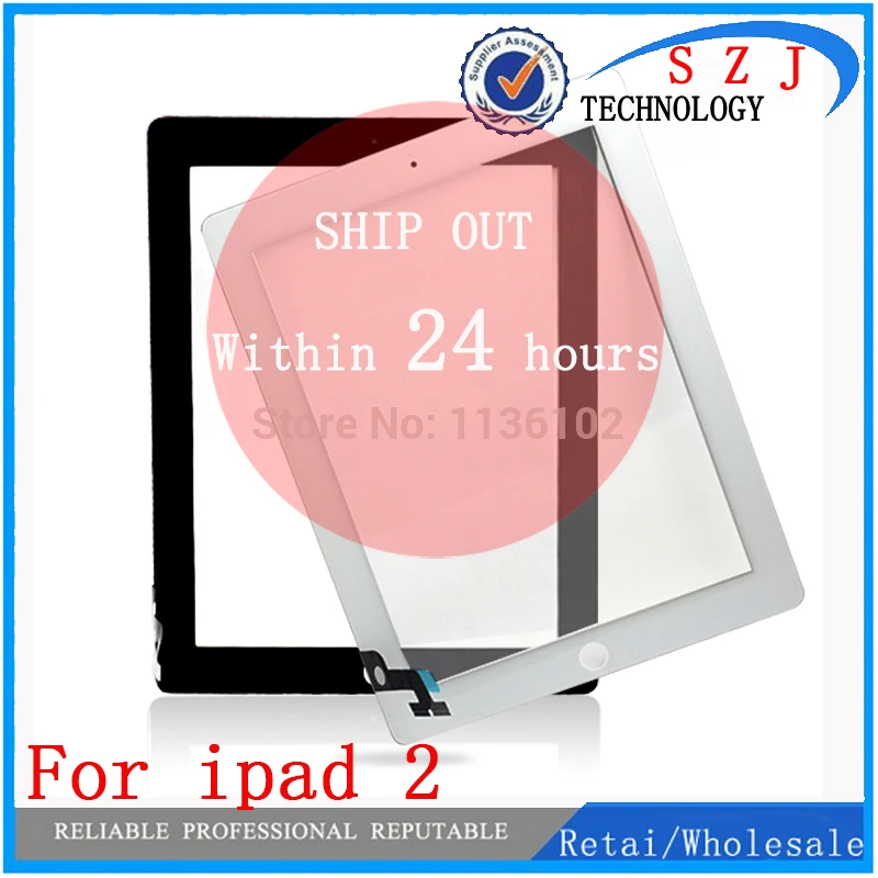 

New 9.7'' inch For ipad 2 ipad2 A1395 A1396 A1397 glass touch screen digitizer touch panel with Button Free shipping