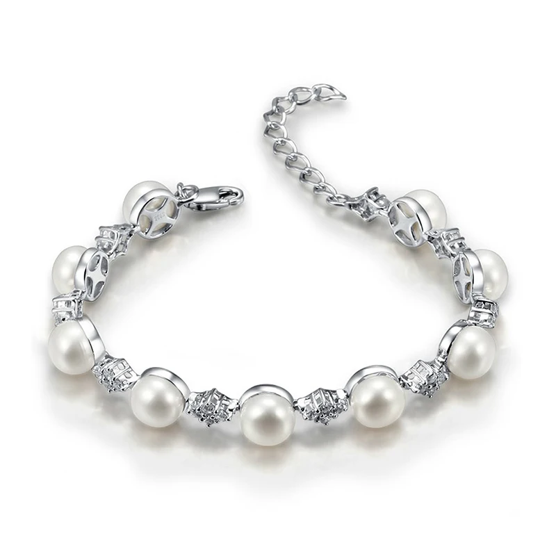 Sinya Natural Freshwater Pearls Daimeter 8-8.5mm Christmas New Years Gift 925 Sterling Silver Bracelets for Women