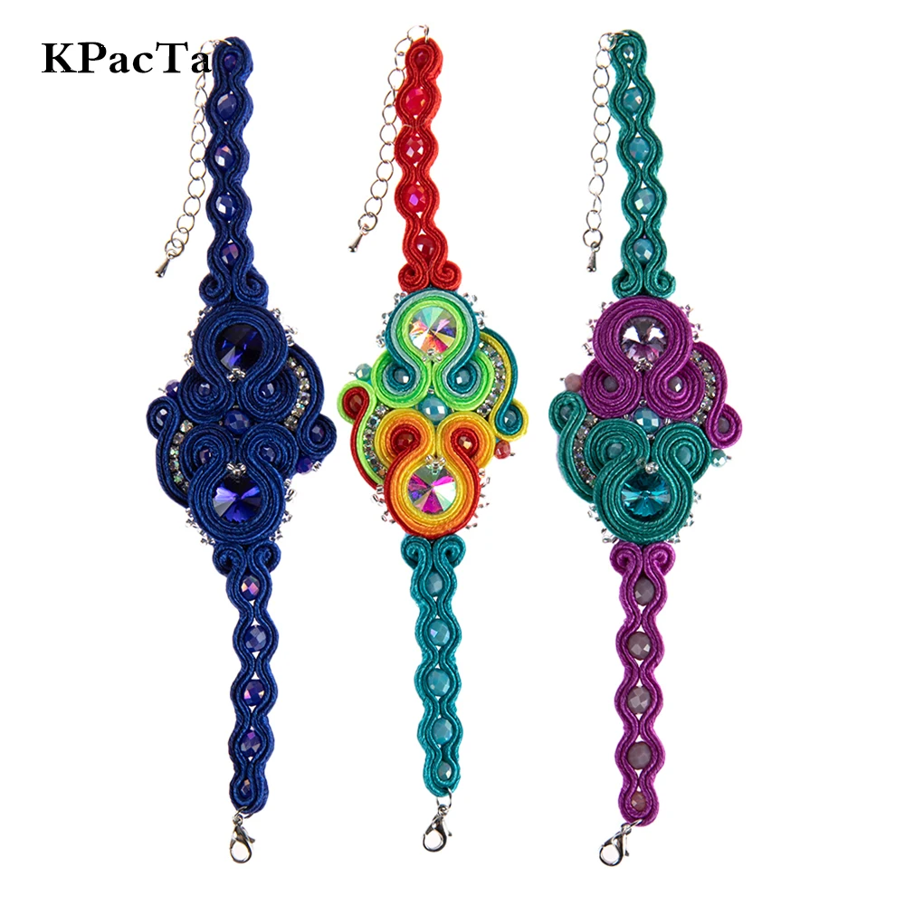 

KPACTA 2023 New Ethnic Style Leather Bracelet Fashion Jewelry Women Soutache Crystal decoration Handmade Charm Bracelets Gifts