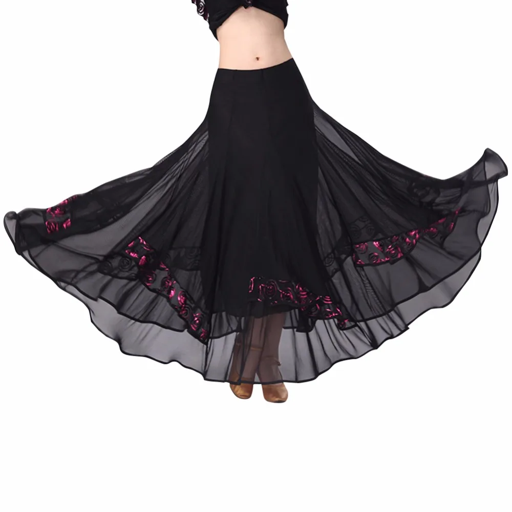 Saia longa para dança e baile, traje com estampa de flores, estilo tango latino, elegante, moderna