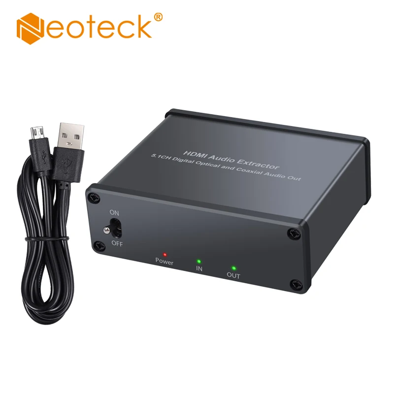 Neoteck HDMI-Compatible to HDMI-Compatible Converter 4K 3D HDMI-Compatible Audio Extractor Optical SPDIF Coaxial Audio Converter