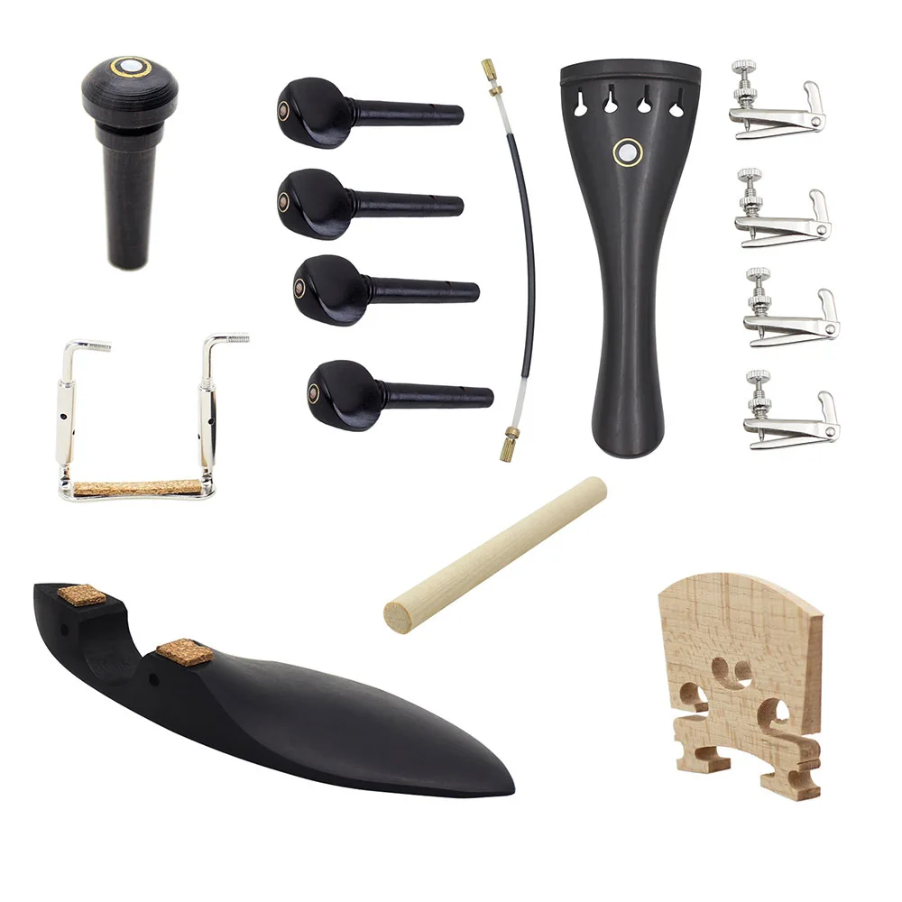 

Violin Part 4/4 violin Fiddle Polished Ebony Pegs Violin Parts Tailpiece Pegs Chinrest Maple Bridge Set