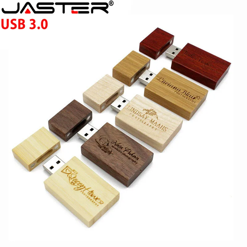 JASTER USB 3.0 Wooden block  Flash Drive red wood pendrive 4GB 8GB 16GB 32GB 64GB Pen  Memory Stick U Disk gift