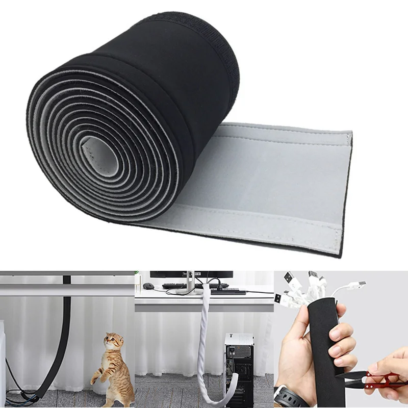 Neoprene Cable Cover Organizer Cord Storing Hiding Cable Sleeve for TV Computer Wire Finishing And Storage Cover XH8Z