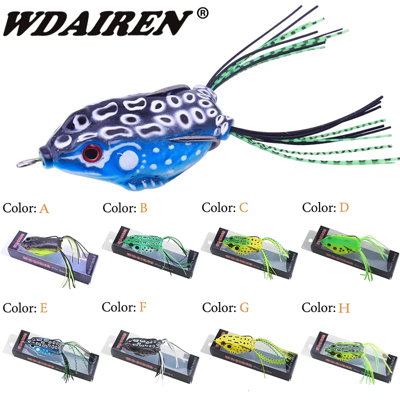 WDAIREN 8PCS/Lot Soft Fishing Lure Artificial Frog Lure 5.5cm/12.5g Crankbait Topwater Fishing Bait With Sharp Hooks For Fishing