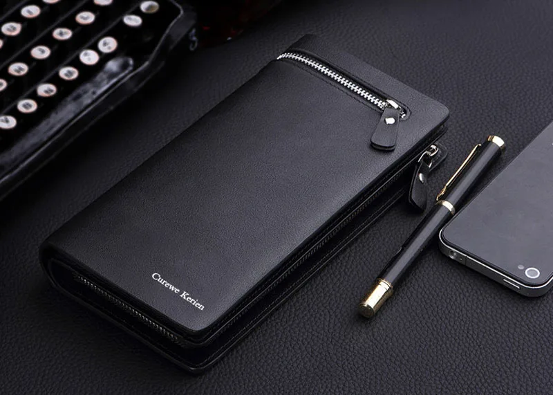 New Luxury Business Bifold Men\'s Leather Wallet With Zipper Coin Pocket Card Holder Multifunctional Purse For Man Clutch Bag