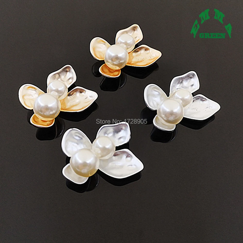 

Pearl Like Lucky Flower 10pcs 24mm for Christmas Decoration Flatback Scrapbooking Embellishment Settings DIY Making Jewelry