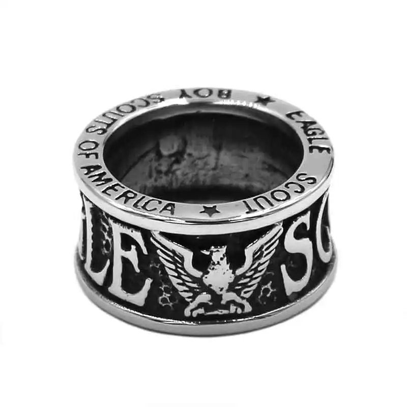 Wholesale Eagle Scout Ring Stainless Steel Jewelrys Classic Biker Ring Military Mens Ring 915B