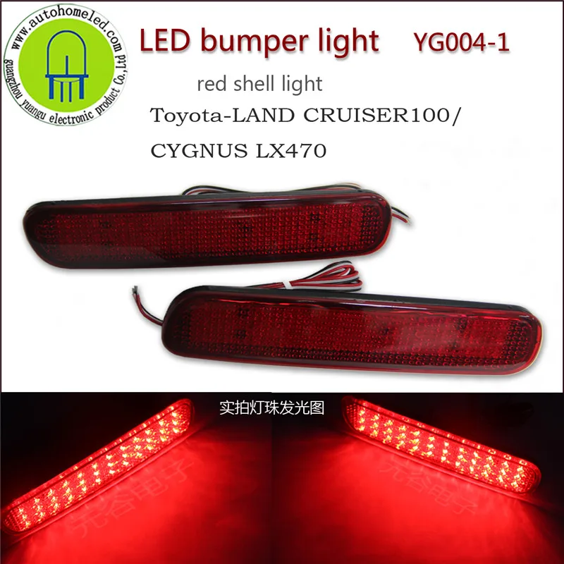 2PC X LED DRL Bumper Light for Toyota Landcruiser 100 CYGNUS LX470 Brake Tail light YG004 Red / Black Smoked Len / white shell