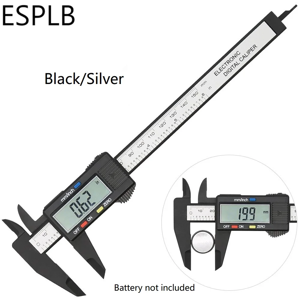 ESPLB 150mm Plastic Vernier Caliper 6 inch  LCD Screen Electronic Digital Caliper Carbon Fiber Millimeter Conversion Calipers