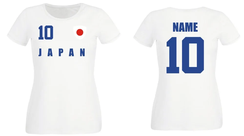 Japan Damen T-Shirt Trikot Team Name & Nr Druck Fubball 2019 Footballer Soccers 2019 New Men T-Shirt Men Summer Style Casual Tee