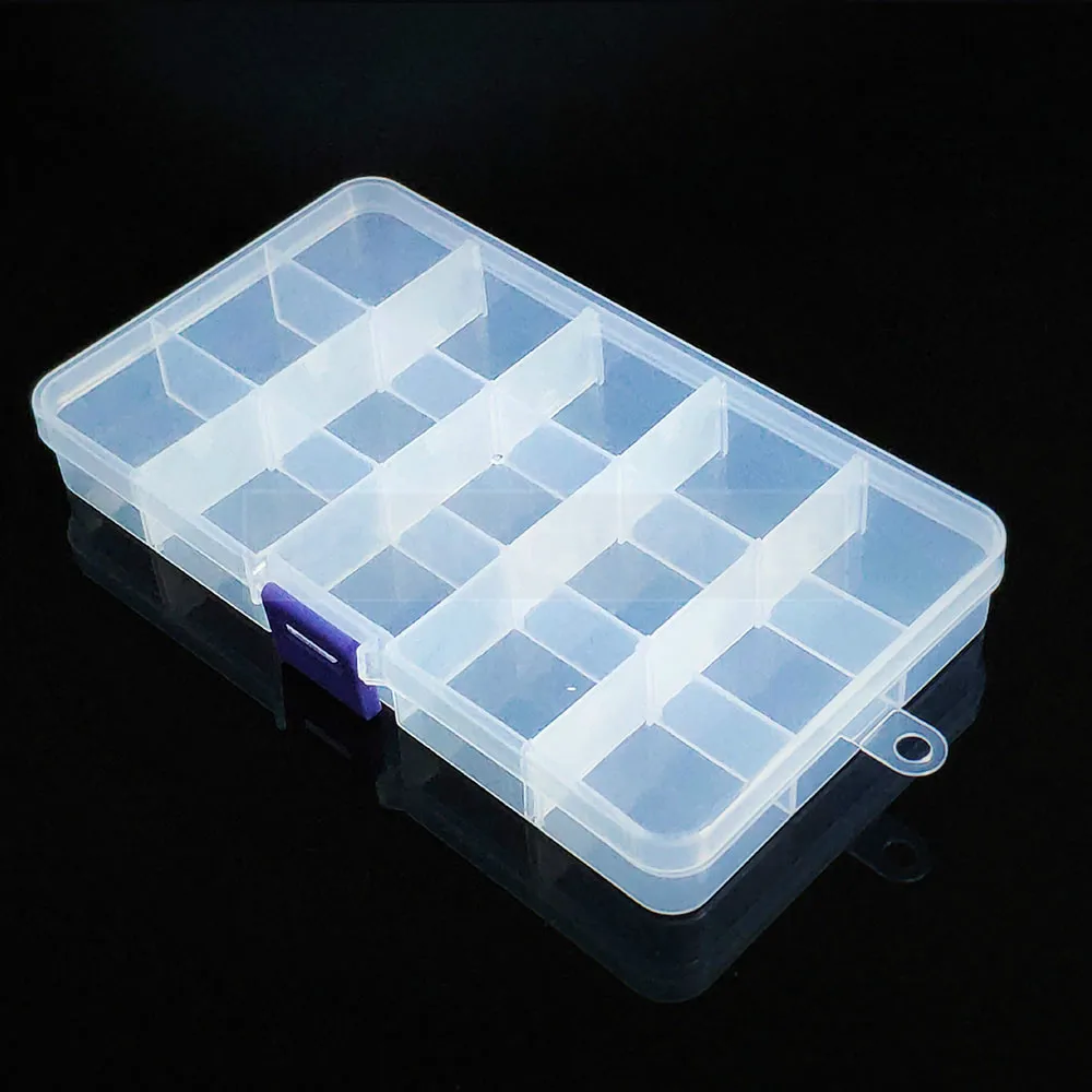 Container 15 grids Plastic Box Practical Adjustable Compartment Jewelry Bead storage case Screw Holder Case Display Organizer