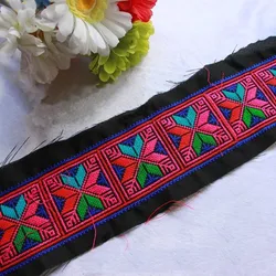 1yard Hmong Embroidery Lace Sewing Trim 10cm Miao Dress Collar Ribbon Tape Webbing Ethnic Tribal Thai Lao Boho DIY Slavic Decor
