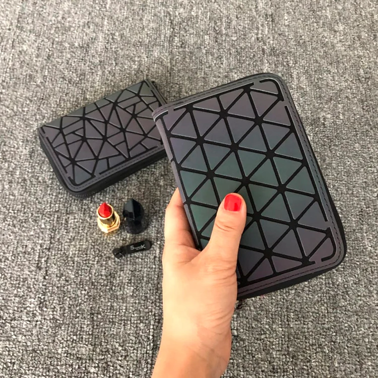 Noctilucent Luminous Geometry Long Wallet Women\'s Money Clip Clutch Bag Brand Female Purse