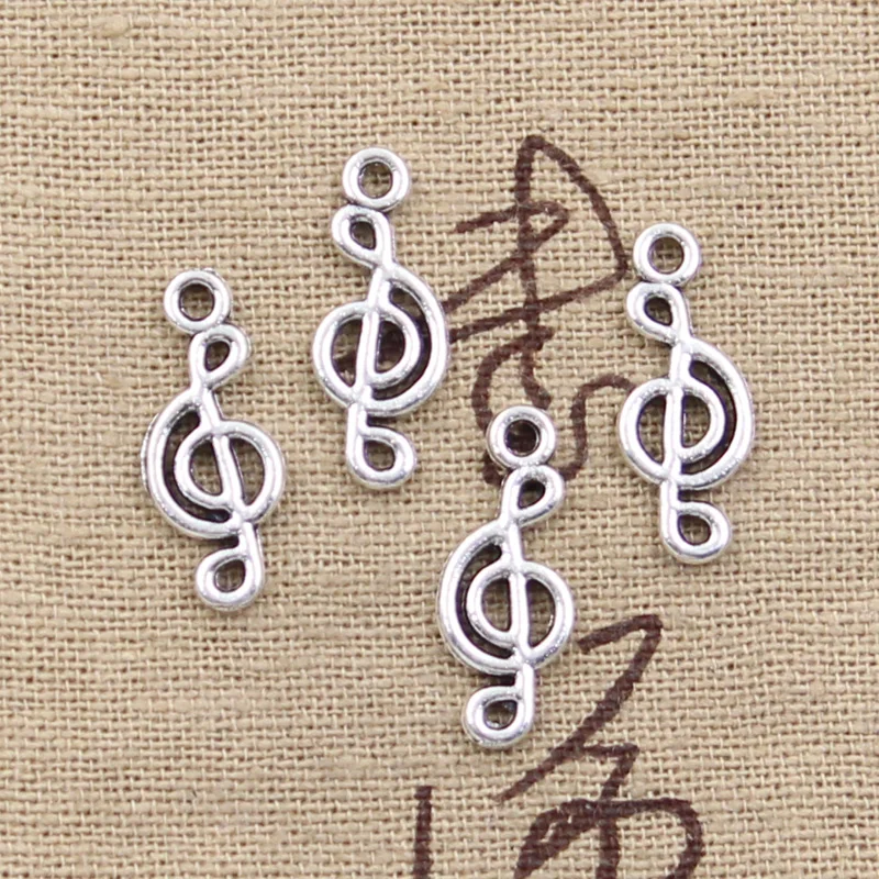 50pcs Charms Musical Note 20x8mm Antique Silver Color Plated Pendants Making DIY Handmade Tibetan Silver Color Jewelry