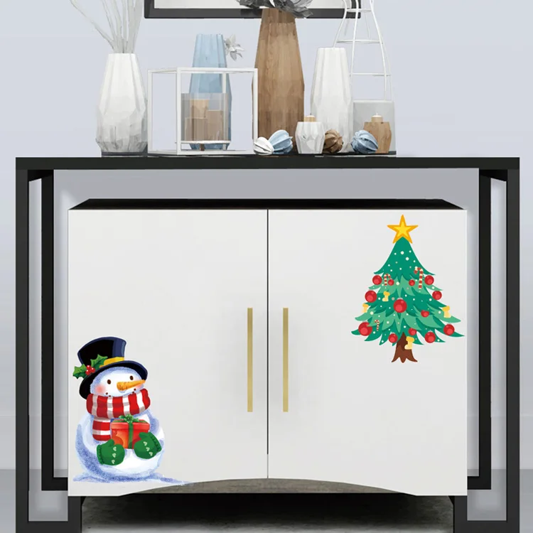 Weihnachtsdekoration, Wandaufkleber für Toilette, Kühlschrank, Schrank, Glas, Fenster, Heimdekoration, Kunst-Aufkleber, Tapeten-Wandbild-Aufkleber – Detail 8