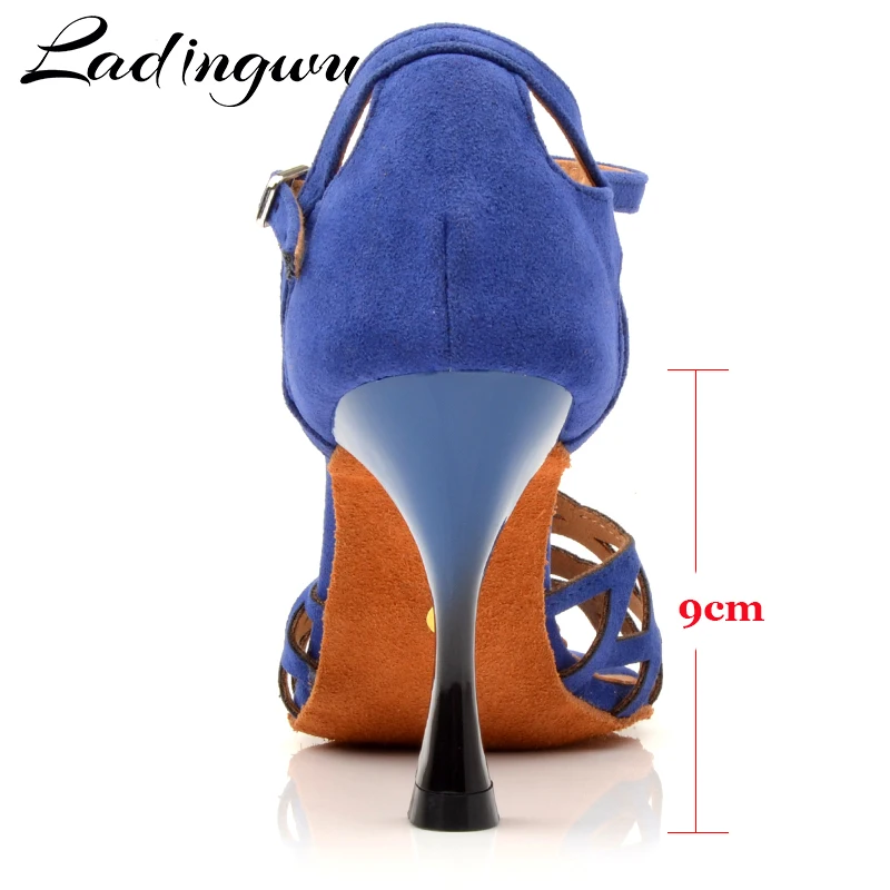 Ladingwu Dance Shoes Women Suede Blue Black Red Salsa Dance Shoes Tango Ballroom Latin Dance Shoes Ladys Girls High-end custom h