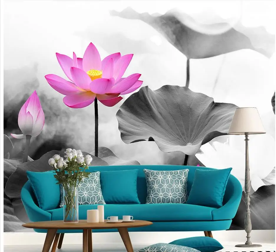 

3d wallpaper for room Lotus background wall customized wallpaper for walls wallpaper 3d flower