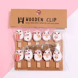 10pcs 35x7mm Cartoon Animals Lovely Wood Clothes Pegs Clothespin Clips Office Party Decoration Accessories Photo Hanging Pegs