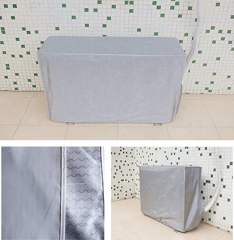 Outdoor Custom Made Air Conditioner Cover Weather Wrap  Full  Hood Block Dust Rust Rain Snow Waterproof Case Green Blue Silver