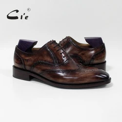 cie Square Toe Lace-up Custom Handmade Mens Leather Shoe Bespoke Calf Leather Breathable Men's Oxford Patina Dark Brown OX-02-11