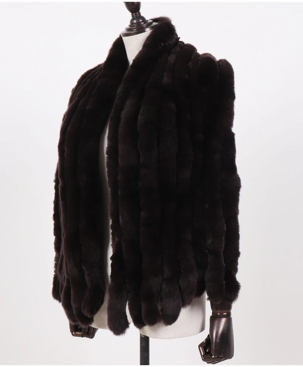 Neuer langer Schal aus echtem Rex-Kaninchenfell für Damen, warm, weich, hochwertig, modischer Rex-Kaninchenfell-Schal mit Quasten. – Detail 28