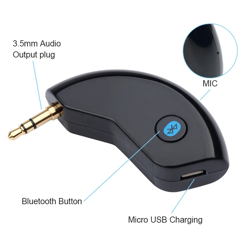 VAORLO Bluetooth Audio Receiver AUX PORT Car Kit Wireless Adapter 3.5mm Stereo Music Bluetooth Receivers Handsfree For Speaker
