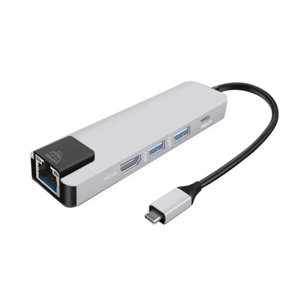 

USB3.1 5 в 1 Концентратор типа C Hdmi 4K USB C Hub к Gigabit Ethernet Rj45 Lan Адаптер Thunderbolt 3 USB-C Зарядное устройство USB-концентратор c