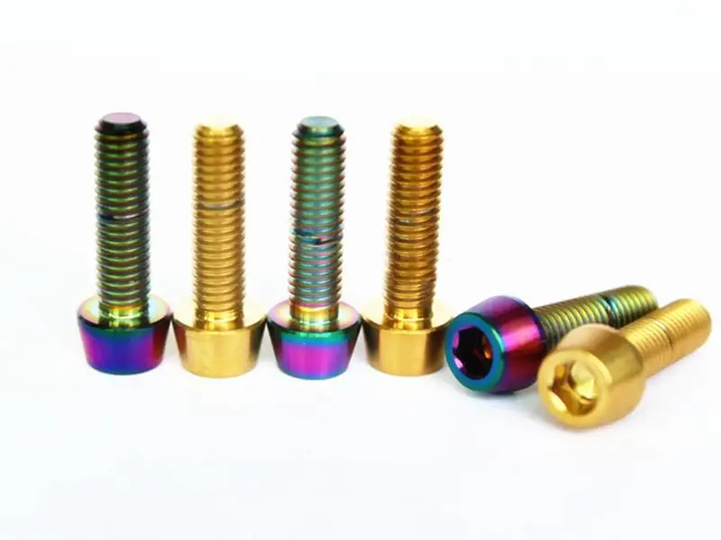 2PCS M6x25mm Ti/Golden/Rainbow GR5 Titanium Cone Head Bolts For Biketrial Hub