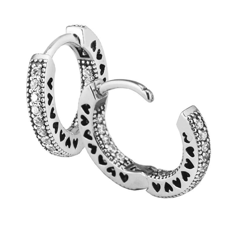 

Logo Hearts Hoop Earrings Sterling Jewelry Hoop Earrings For Woman Wedding Fashion Elegant Earrings